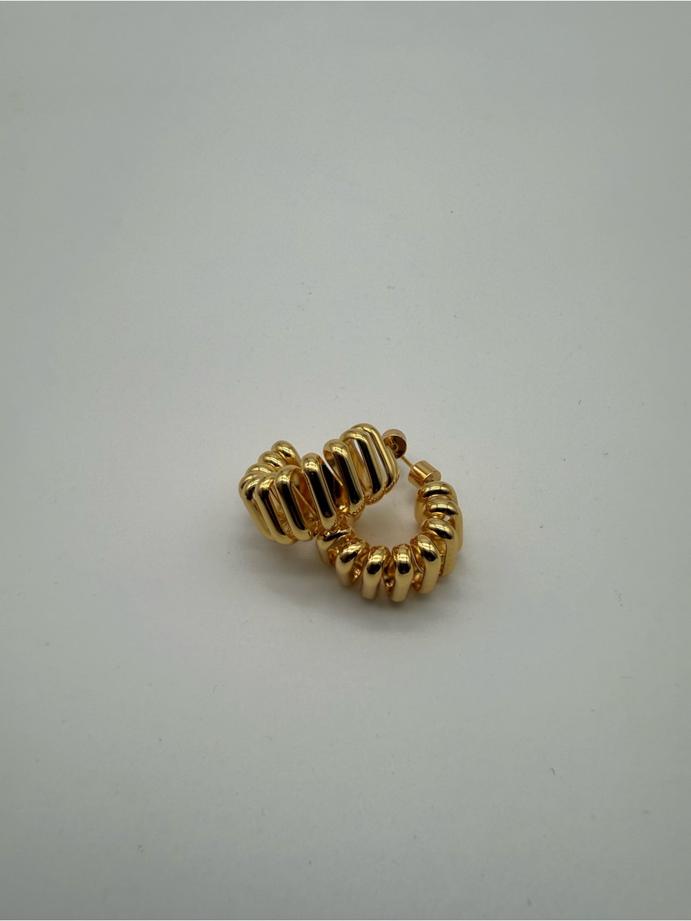 18K Gold Plated Chunky Ribbed Hoop Earrings Statement Jewelry